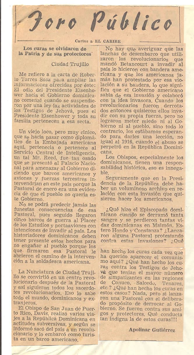 Foro Publico-El Caribe 16 Enero 1961