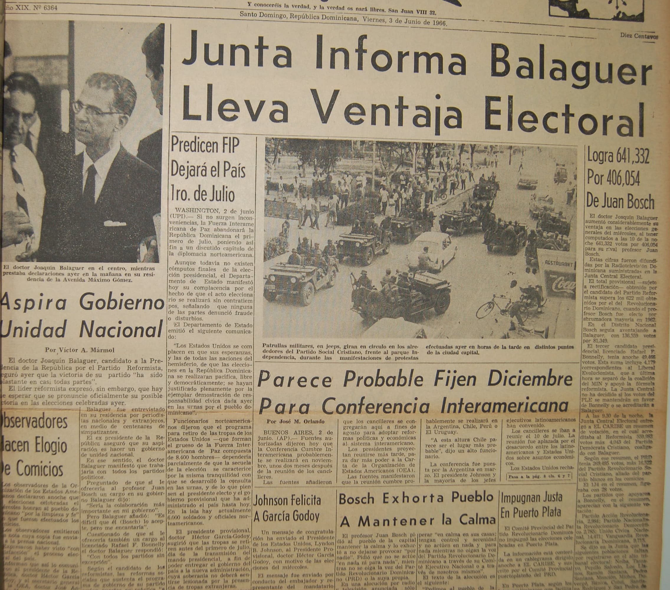 JUNTA INFORMA BALAGUER LLEVA VENTAJA ELECTORAL