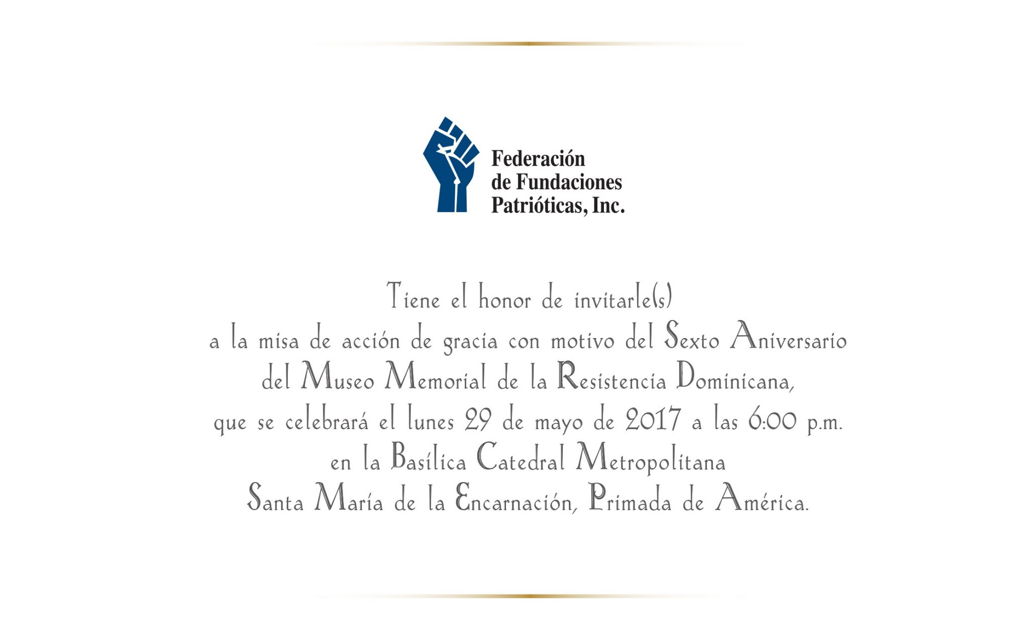 Invitacion sextoaniversario Misa 2017